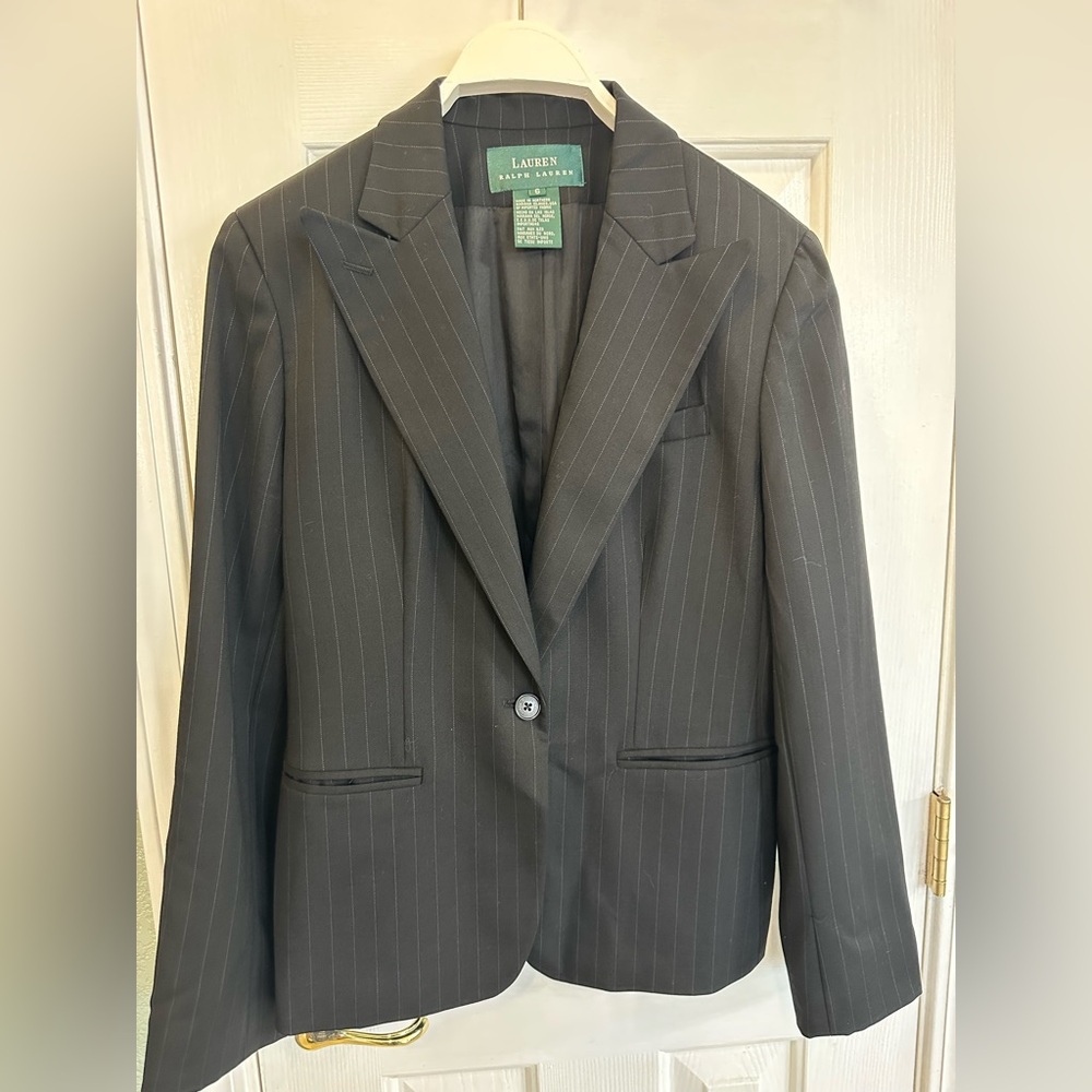 Vintage LAUREN RALPH LAUREN Blazer Womens 6 Wool Stripe Single-Breasted